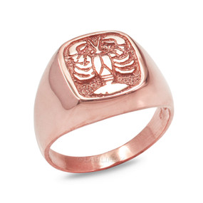 Rose Gold Cancer Mens Zodiac Ring