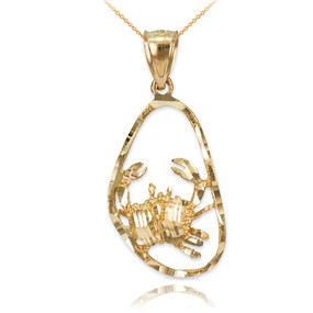Gold Cancer Zodiac Sign DC Pendant Necklace