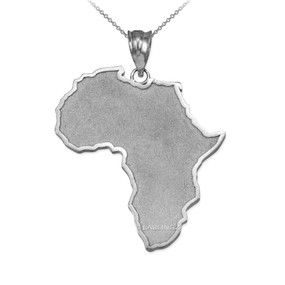 White Gold Africa Map Pendant Necklace