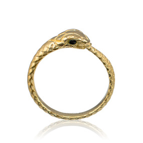 Gold Ouroboros Snake Black Diamond Ring
