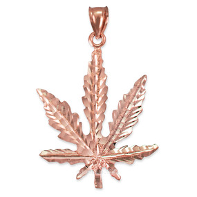 Rose Gold Marijuana Weed DC Pendant