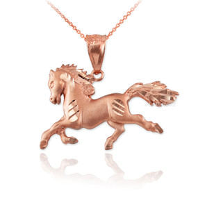 Rose Gold Horse Satin DC Charm Necklace