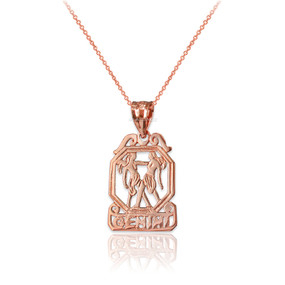 Rose Gold Open Design Gemini Zodiac Charm Necklace