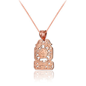 Rose Gold Open Design Cancer Zodiac Charm Necklace
