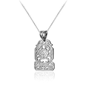 Sterling Silver Open Design Cancer Zodiac Charm Necklace
