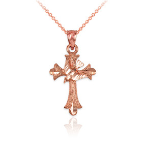 Rose Gold Holy Spirit Dove Cross DC Charm Necklace