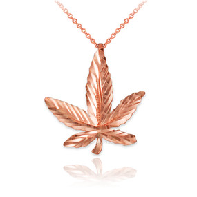 Rose Gold Marijuana Leaf Cannabis DC Charm Necklace