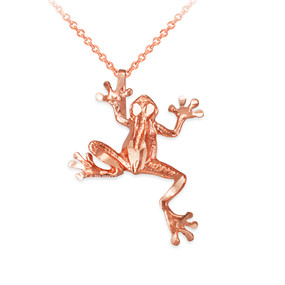 Rose Gold Frog DC Charm Necklace