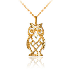 Yellow Gold Owl Filigree DC Charm Necklace