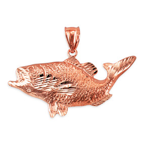 Rose Gold DC Textured Sea Bass Fish Pendant