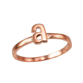 Polished Rose Gold Initial Letter A Stackable Ring