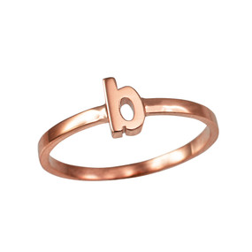 Polished Rose Gold Initial Letter B Stackable Ring