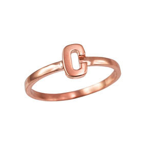 Polished Rose Gold Initial Letter C Stackable Ring