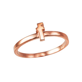 Polished Rose Gold Initial Letter F Stackable Ring