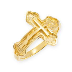 Yellow Gold Eastern Orthodox Cross Ring