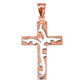 Two-Tone Rose Gold Branch Cross Pendant