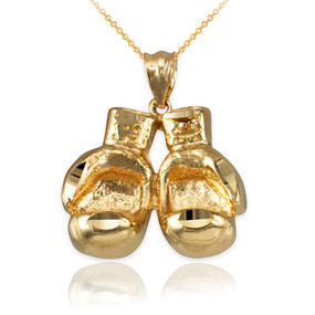 Yellow Gold Boxing Gloves DC Pendant Necklace
