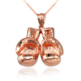 Rose Gold Boxing Gloves DC Pendant Necklace