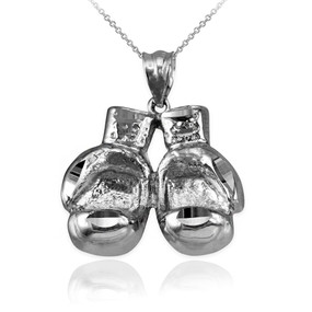 Sterling Silver Boxing Gloves DC Pendant Necklace
