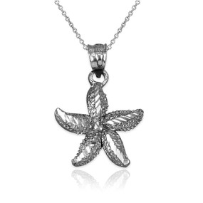 Solid White Gold Starfish DC Pendant Necklace