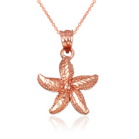 Solid Rose Gold Starfish DC Pendant Necklace