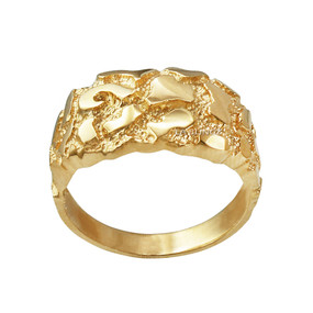 Polished Yellow Gold Mens Nugget Ring