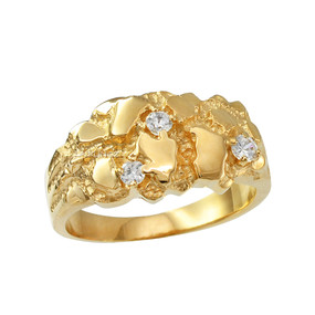 Yellow Gold Elegant CZ Nugget Ring