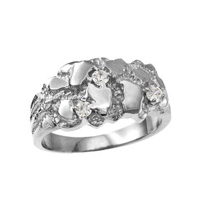 Sterling Silver Elegant CZ Nugget Ring