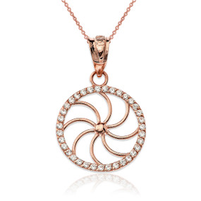 Rose Gold Diamond Armenian Eternity Filigree Charm Necklace