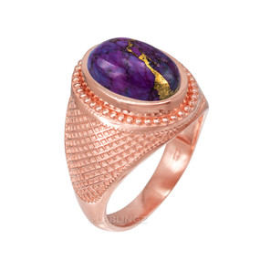 Rose Gold Purple Copper Turquoise Statement Ring