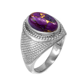 Sterling Silver Purple Copper Turquoise Statement Ring