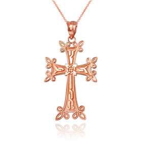 Rose Gold Armenian Reversible Cross Pendant Necklace
