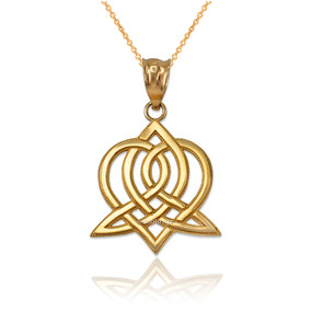 Yellow Gold Celtic Heart Pendant Necklace
