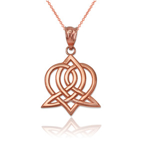 Rose Gold Celtic Heart Pendant Necklace