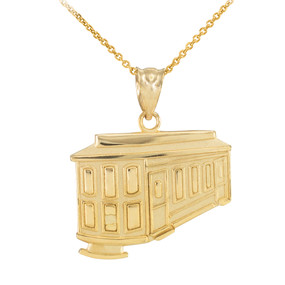 Yellow Gold San Francisco Cable Car Charm Necklace