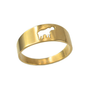 Polished Yellow Gold Elephant Cut Out Ring Band 