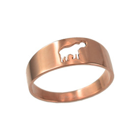 Polished Rose Gold Elephant Cut Out Ring Band 