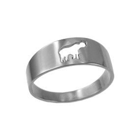 Polished Sterling Silver Elephant Cut Out Ring Band 