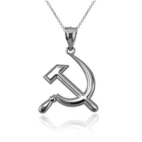Sterling Silver Hammer and Sickle Pendant Necklace