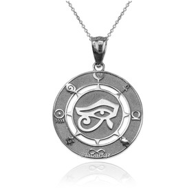 Sterling Silver Eye of Ra Good Luck Amulet Pendant Necklace