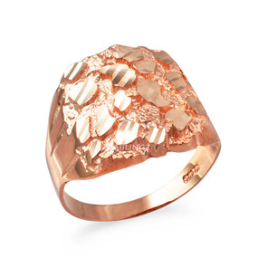 Rose Gold Mens Sparkle Cut Nugget Ring