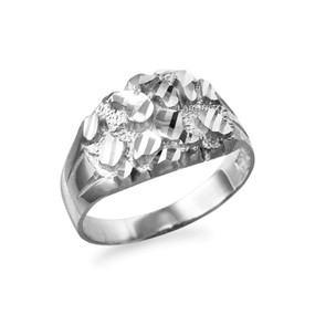 White Gold Midsize Sparkle Cut Nugget Ring