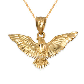 Solid Gold Falcon Eagle DC Pendant Necklace