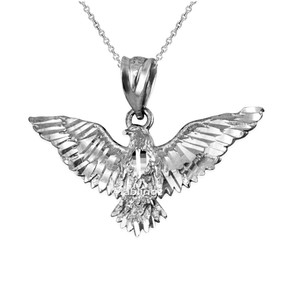 White Gold Falcon Eagle DC Pendant Necklace