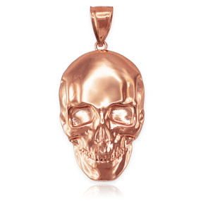 Polished Rose Gold Mens Skull  Pendant