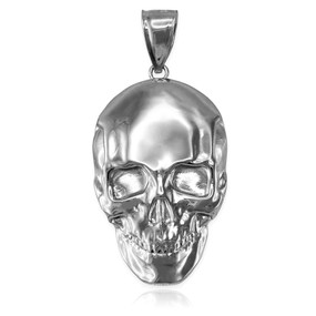 Polished Sterling Silver Mens Skull  Pendant