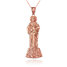 Rose Gold St. Jude Diamond-Cut Pendant Necklace