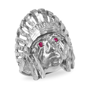 Sterling Silver DC  Indian Chief CZ Ring