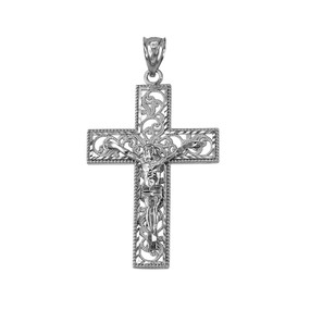 Sterling Silver Filigree Crucifix Cross DC Pendant (S/L) 