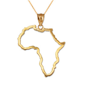 Yellow Gold Africa Open Design Pendant Necklace